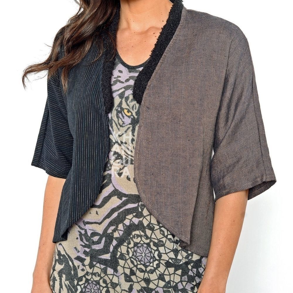 KHANGURA Assisi Duotone Tweed Lagenlook Bolero XL
